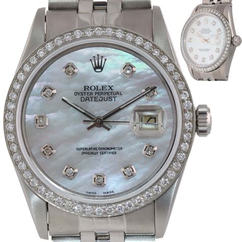 ladies stainless steel rolex diamond mop sale|Rolex Lady.